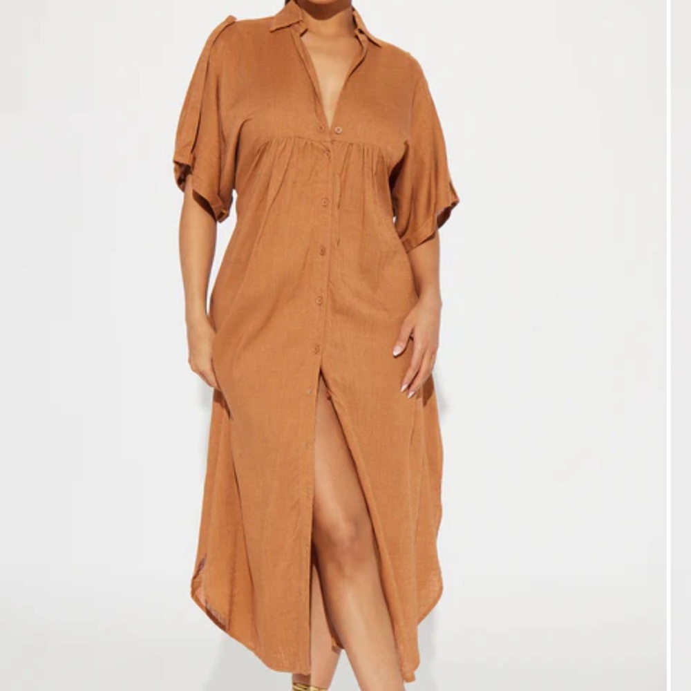 Fashion Nova Lucia Button-Up Midi Dress